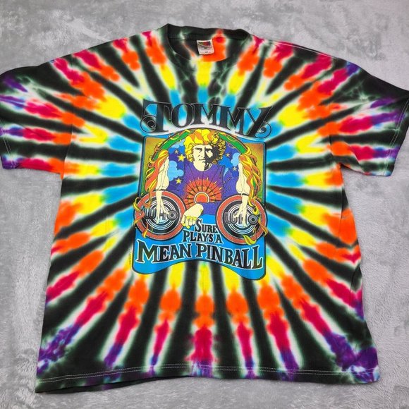 The‎ Who Tommy Sure  Plays A Mean Pinball Tie-dye Shirt XL Vintage Rock Opera - Picture 1 of 9